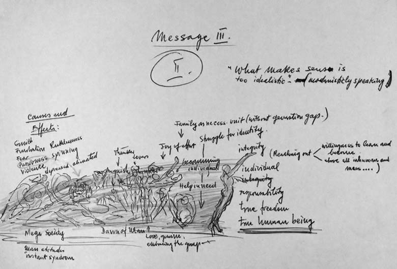 Message II - Drawing by Gerhard Juchum